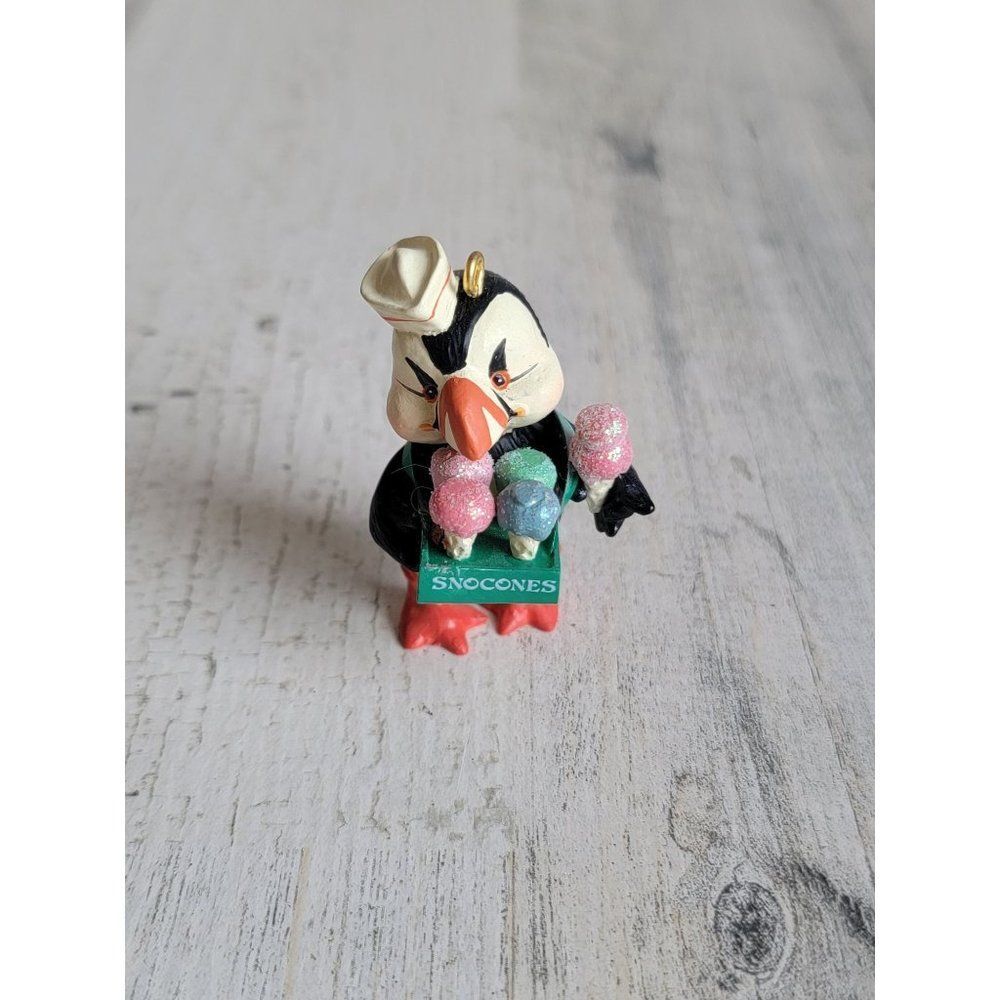 Carlton penguin snow cones‎ glitter ornament Xmas zoo animal bird